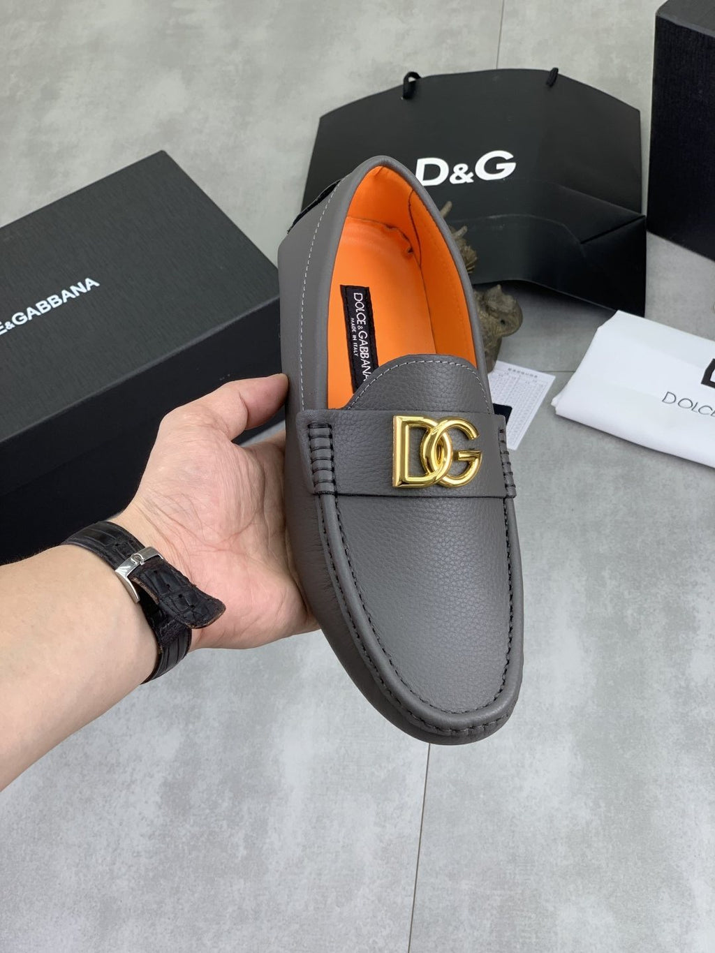 Dolce & Gabbana Apron-Toe Driving Loafers — model